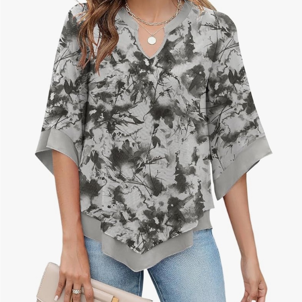 Womens 3/4 Sleeve Chiffon top